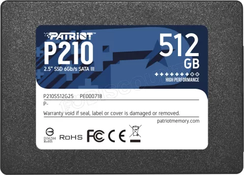 Photo de Disque SSD Patriot P210 512Go - S-ATA 2,5"