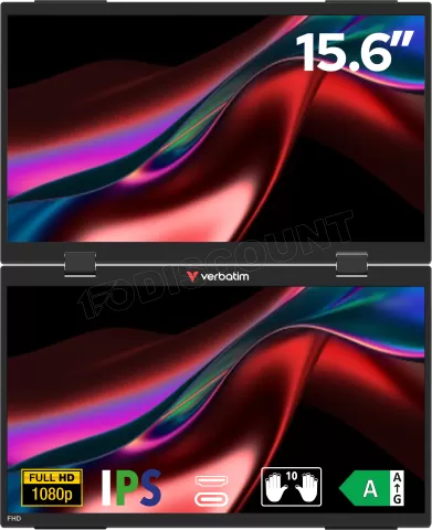 Photo de Double Ecran portable 15,6" Verbatim Dual Monitor Essentials Full HD (Noir)