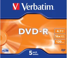 Photo de DVD-R Verbatim 4,7 Go (boite de 5)