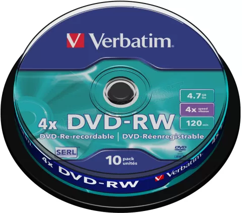 Photo de DVD-RW Verbatim 4,7 Go (spindle de 10)