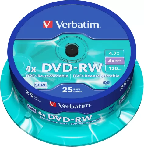 Photo de DVD-RW Verbatim 4x 4,7Go (Spindle de 25)
