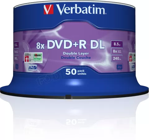 Photo de DVD+R double couche Verbatim 8,5Go (Spindle de 50)