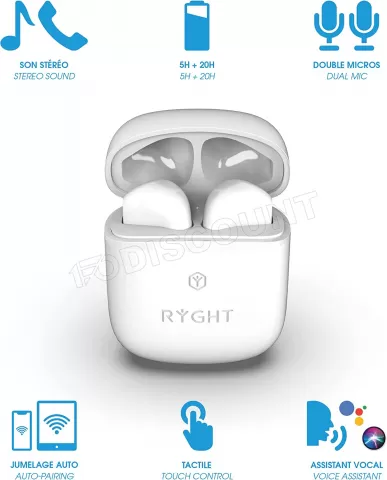 Écouteurs sans fil Bluetooth Ryght Ways Blanc - Ecouteurs - Achat