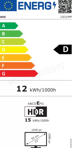 Photo de Ecran 22" AOC E2 Series 22E2UMF Full HD (Noir)