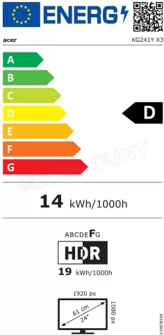 Photo de Ecran 24" Acer KG241Y X3bip Full HD 200Hz (Noir)