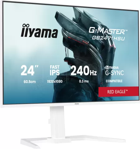 Photo de Ecran 24" Iiyama G-Master Red Eagle GB2471HSU-W1 Full HD 240Hz (Blanc)