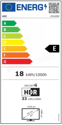 Photo de Ecran 25" AOC Gaming 25G4SRE 310Hz (Noir)