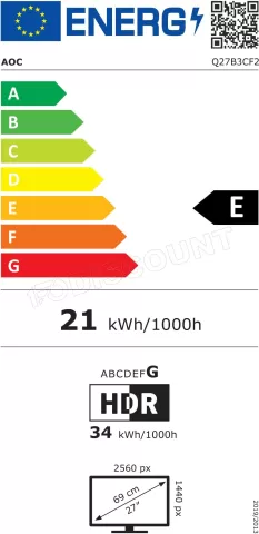 Photo de Ecran 27" AOC Basic B3 Q27B3CF2 Quad HD 100Hz (Noir)