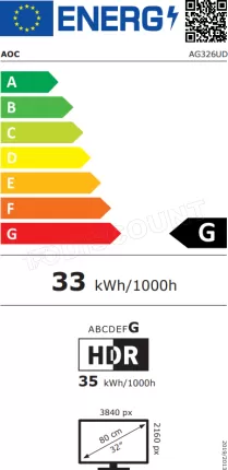 Photo de Ecran 32" AOC Agon Pro AG326UD OLED 4K Ultra HD 165Hz (Noir)