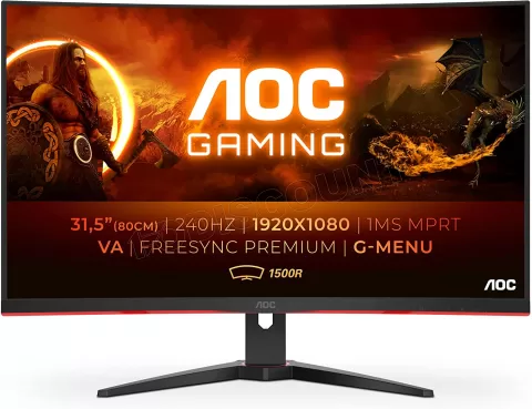 Photo de Ecran incurvé 32" (16:9) AOC Gaming C32G2ZE Full HD (Noir) 240Hz