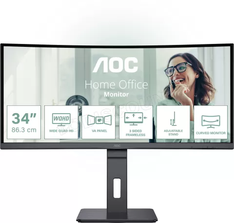Photo de Ecran incurvé 34" AOC CU34P3CV UWQHD 100Hz (Noir)