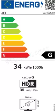 Photo de Ecran incurvé 34" AOC V5 CU34V5C UWQHD 100Hz (Noir)