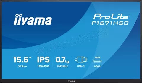 Photo de Ecran portable 16" Iiyama ProLite P1671HSC-B1 Full HD (Noir)