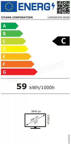 Photo de Ecran/TV Professionnel 65" Iiyama Prolite LH6560UHS-B2AG 4K Ultra HD (Noir)