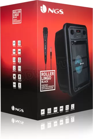 Photo de Enceinte nomade Bluetooth NGS Roller Lingo RGB avec Microphone (Rouge/Noir)