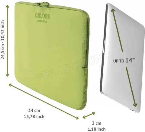 Photo de Étui de protection (Housse) Tucano Second Skin Colore pour ordinateur portable 14" max (Vert)