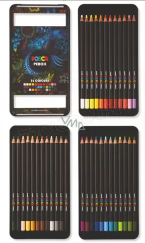 Photo de Etui en métal de 36 crayons de couleurs Posca
