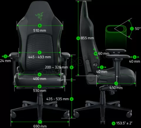 Photo de Fauteuil Gamer Razer Iskur V2 (Noir/Vert)