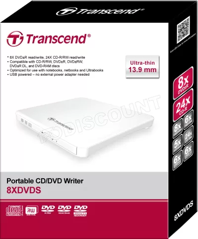 Photo de Graveur DVD externe Transcend 8XDVDS (Blanc)