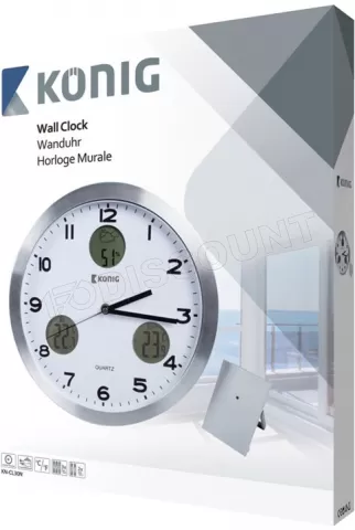 Photo de Horloge Murale König CL30 avec station météo (Blanc/Argent)