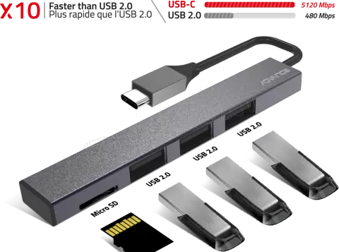 Photo de Hub USB 2.0 Type C Advance Xpand Smart - 3 ports Type A + lecteur Micro-SD