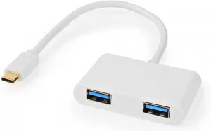 Photo de Hub USB 3.0 type-C Nedis 2 ports USB/A (Blanc)