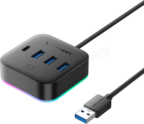 Photo de Hub USB 3.0 Vention - 4 ports 3x USB-A + 2x USB-C RGB 0.25m (Noir)