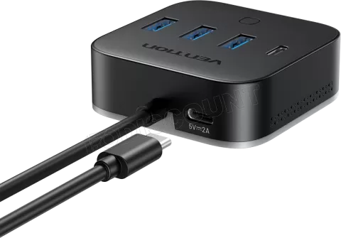 Photo de Hub USB 3.0 Vention - 4 ports 3x USB-A + 2x USB-C RGB 0.25m (Noir)