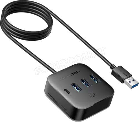 Photo de Hub USB 3.0 Vention - 4 ports 3x USB-A + 2x USB-C RGB 0.25m (Noir)