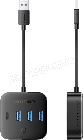 Photo de Hub USB 3.0 Vention - 4 ports 3x USB-A + 2x USB-C RGB 0.25m (Noir)