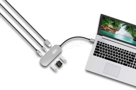 Photo de Hub USB 3.1 6en1 Emtec T650C 3 ports 3.1 + 1 port USB-C + Lecteur de carte SD (Noir)