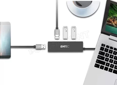 Photo de Hub USB 3.1 Emtec 4 ports Ultra Slim (Noir)