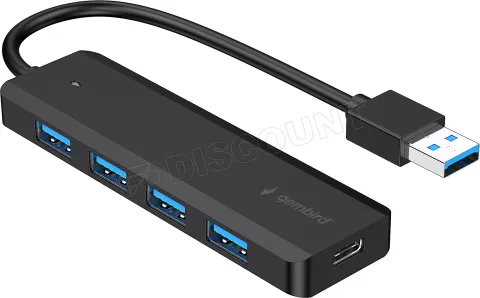Photo de Hub USB 3.1 Gembird - 4x USB-A et 1x USB-C (Noir)