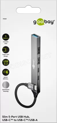 Photo de Hub USB-C 3.2 Goobay Slim - 5 ports (Gris)