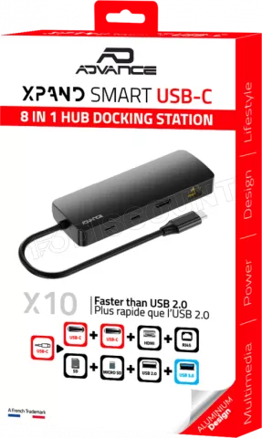 Photo de Hub USB-C Advance XPand Smart - 8 ports (Noir)