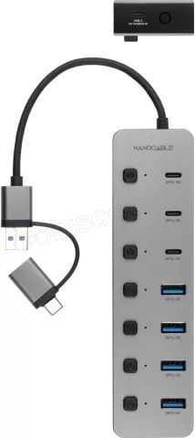 Photo de Hub USB-C / USB- A Nanocable - 7 ports (Gris)