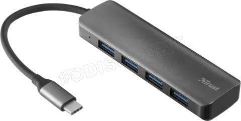 Photo de Hub USB Type C Trust Halyx - 4 ports USB 3.2 (Gris)