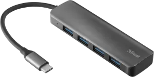 Photo de Hub USB Type C Trust Halyx - 4 ports USB 3.2 (Gris)