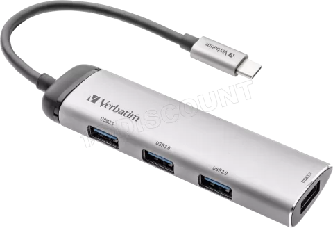 Photo de Hub USB Type C Verbatim - 4 ports USB 3.2 (Argent)