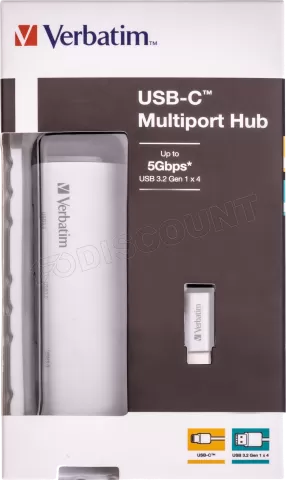 Photo de Hub USB Type C Verbatim - 4 ports USB 3.2 (Argent)