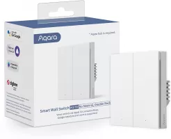 Photo de Interrupteur mural double connecté ZigBee Aqara Smart Wall Switch H1 (Blanc)