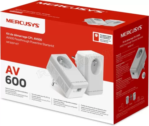 Photo de Kit 2x Adaptateurs CPL Mercusys MP300P avec prise gigogne (AV600)
