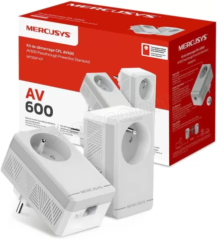 Photo de Kit 2x Adaptateurs CPL Mercusys MP300P avec prise gigogne (AV600)