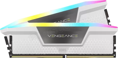 Photo de Kit Barettes mémoire 32Go (2x16Go) DIMM DDR5 Corsair Vengeance RGB 6000MHz (Blanc)