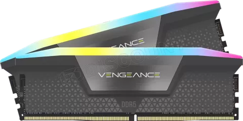 Photo de Kit Barettes mémoire 32Go (2x16Go) DIMM DDR5 Corsair Vengeance RGB 6000MHz (Noir)
