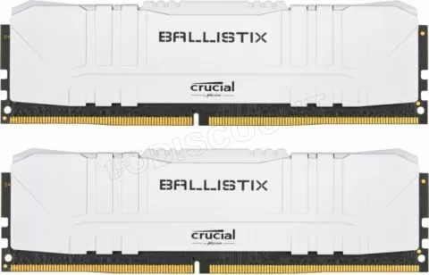 Photo de Kit Barrettes mémoire 16Go (2x8Go) DIMM DDR4 Ballistix  3200Mhz (Blanc)