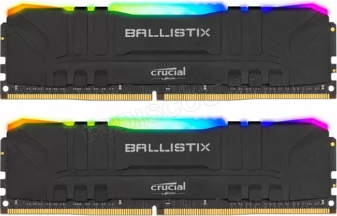 Photo de Kit Barrettes mémoire 16Go (2x8Go) DIMM DDR4 Ballistix RGB  3200Mhz (Noir)