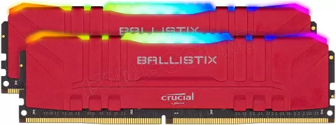 Photo de Kit Barrettes mémoire 16Go (2x8Go) DIMM DDR4 Ballistix RGB  3200Mhz (Rouge)