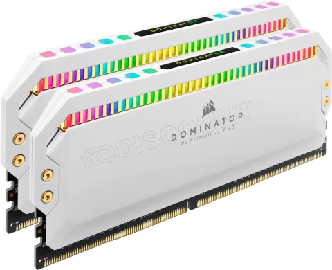 Photo de Kit Barrettes mémoire 16Go (2x8Go) DIMM DDR4 Corsair Dominator Platinum RGB  3600Mhz (Blanc)
