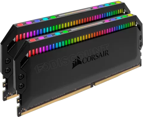 Photo de Kit Barrettes mémoire 16Go (2x8Go) DIMM DDR4 Corsair Dominator Platinum RGB  3600Mhz (Noir) optimisé Ryzen